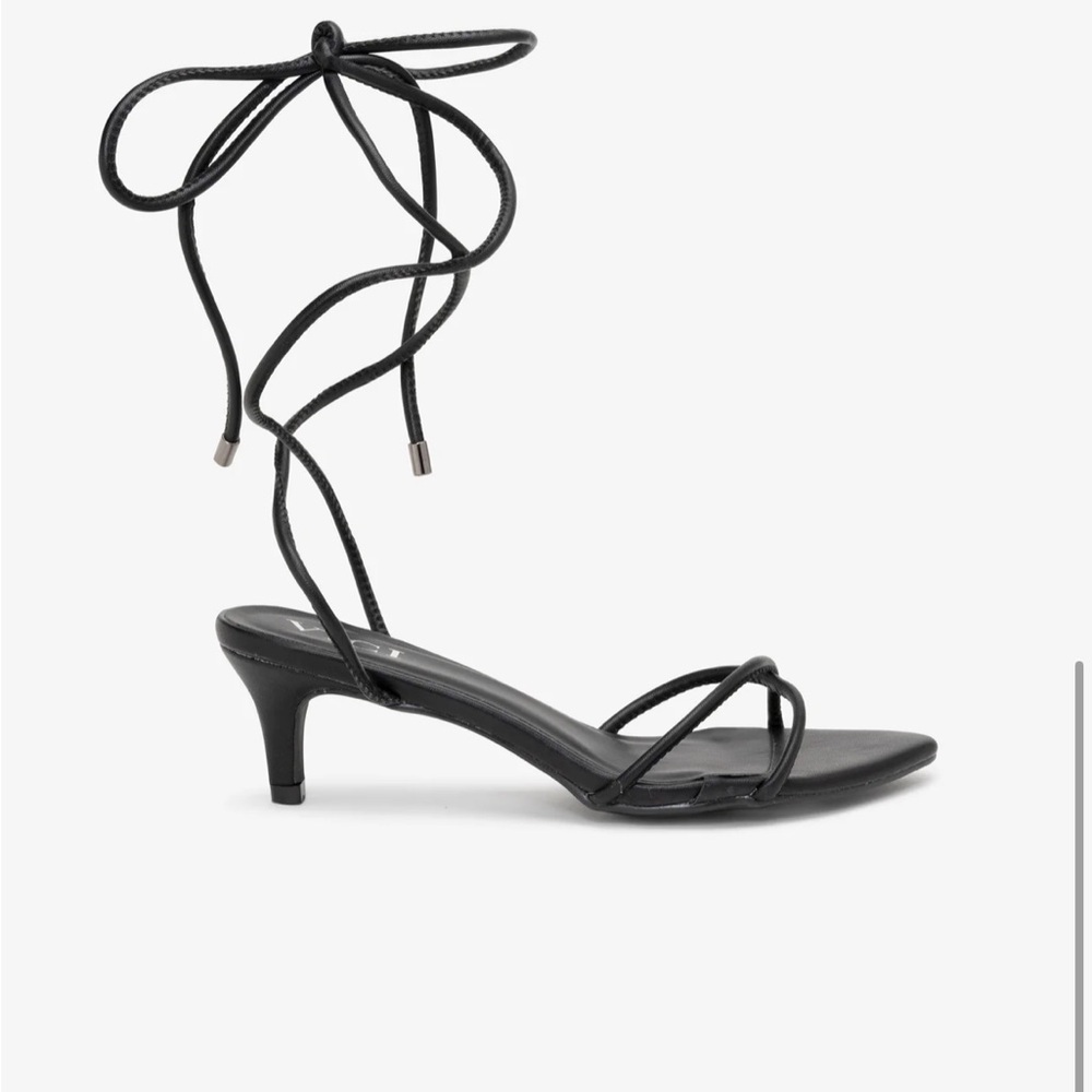 Bella Faux Leather Strappy Tie Kitten Heel